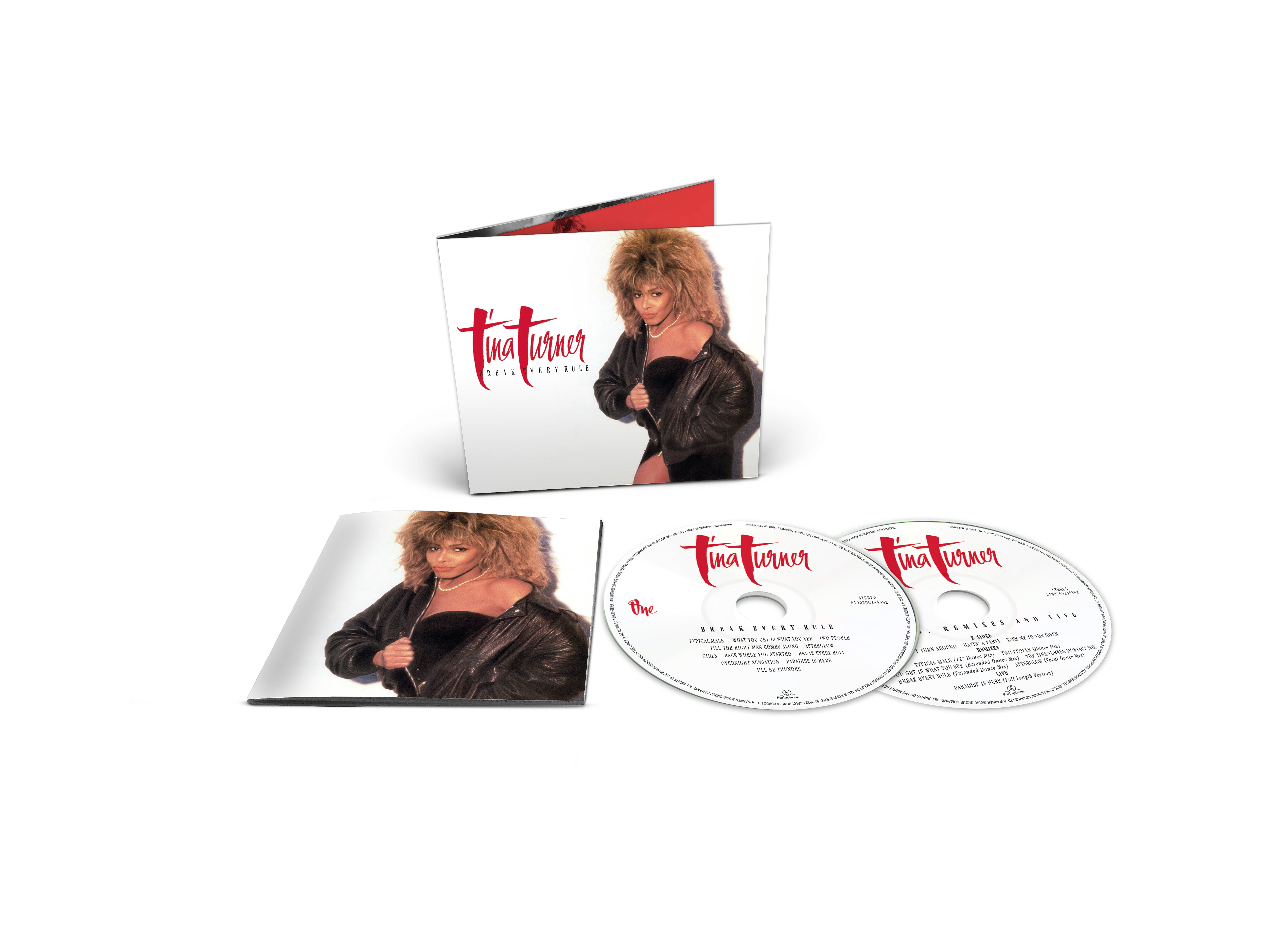 Albumset von Tina Turner. Es enthält eine CD-Hülle mit Foto und zwei CDs.