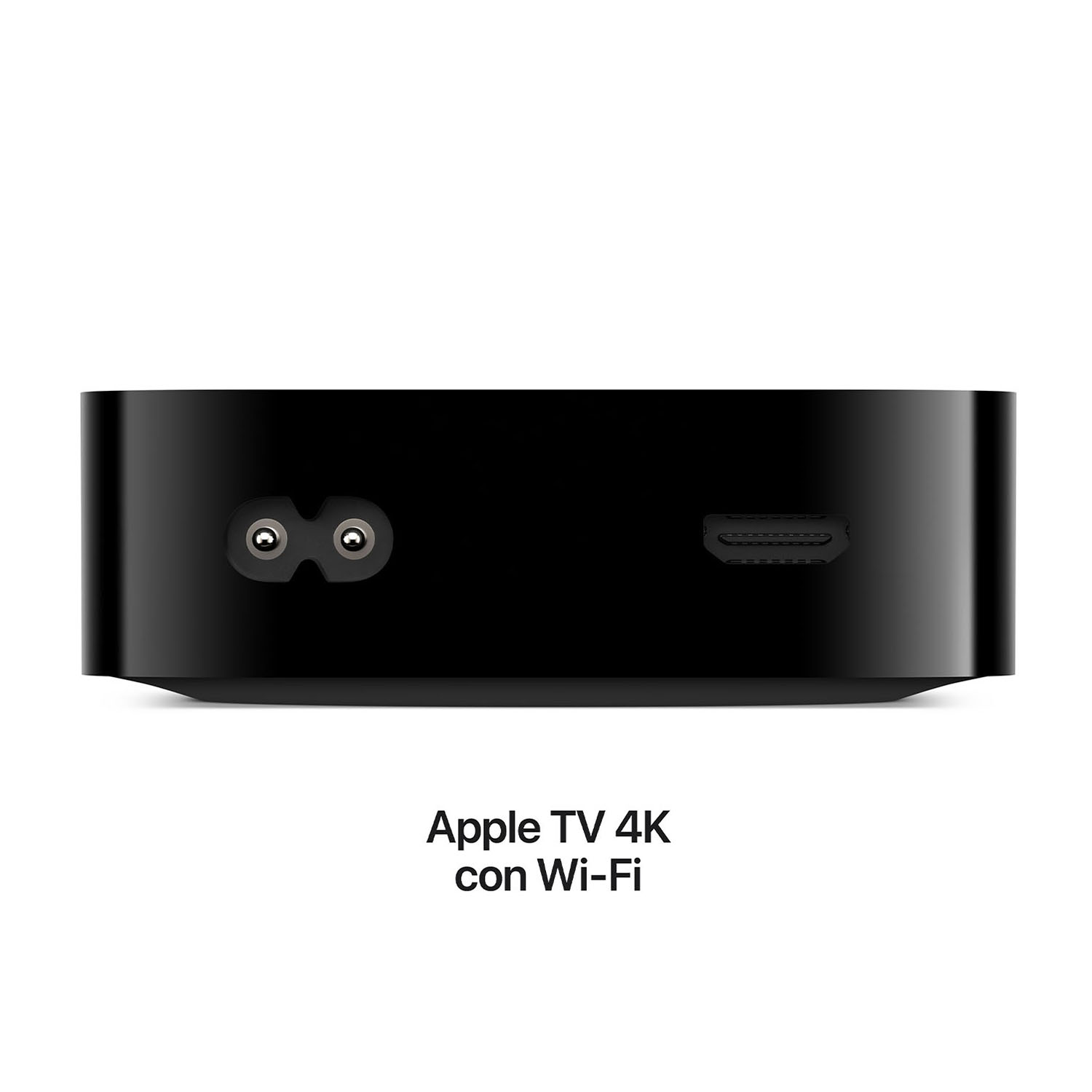 Retro Apple TV 4K con porte. Sfondo bianco.