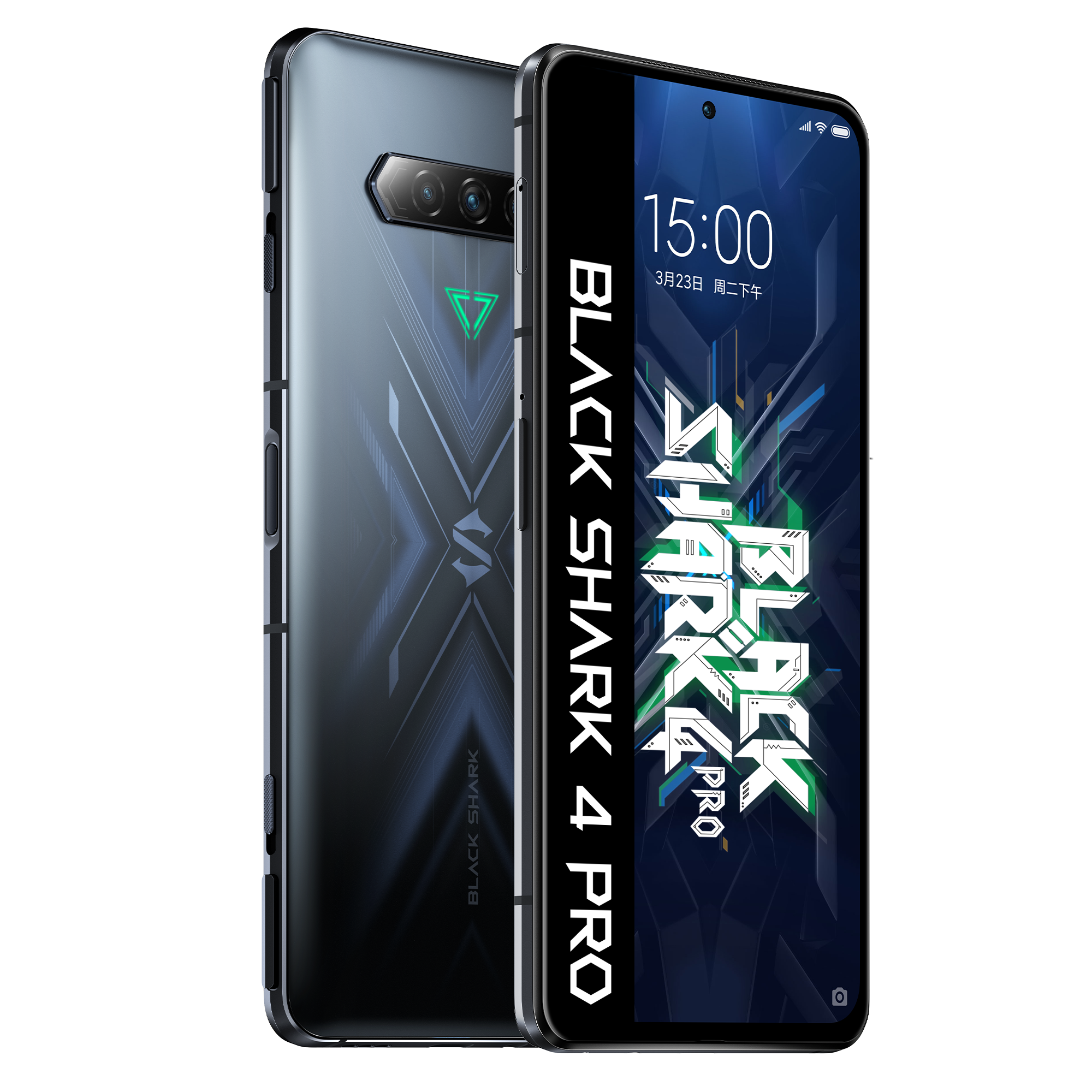 Teléfono Black Shark 4 Pro, dos teléfonos mostrando la parte trasera y delantera.