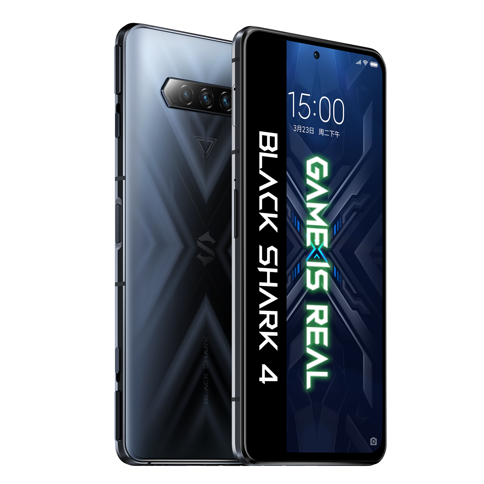 Dos teléfonos, uno con pantalla mostrando interfaz de juego. Visible la parte trasera del otro teléfono.