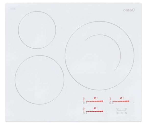 Encimera - Cata INSB 6030 WH, Eléctrica, Encimera inducción, 3 Zonas, Blanco