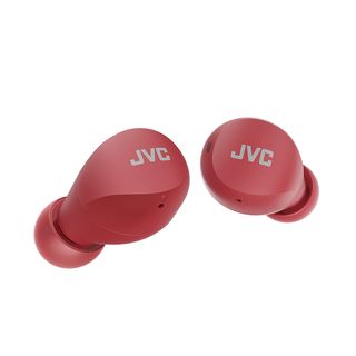 Auriculares True Wireless - JVC Gumy Mini HA-A6T, Control táctil, Autonomía 23 horas, Compatible con asistente de voz, IPX4, Rojo + Estuche de carga