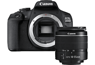 Kit cámara réflex | Canon EOS 2000D, MP CMOS APS-C, Vídeo Full HD, Negro + Objetivo Canon EF-S 18-55 mm DC III
