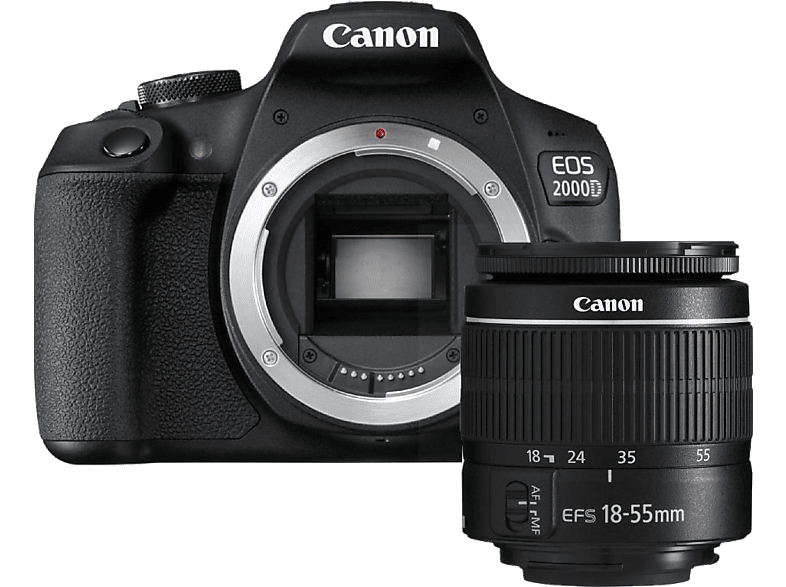 Laos Continuar Tantos Kit cámara réflex | Canon EOS 2000D, 24.1 MP CMOS APS-C, Vídeo Full HD,  Negro + Objetivo Canon EF-S 18-55 mm f/3.5-5.6 DC III