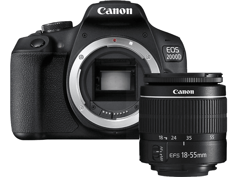 Camara digital reflex canon eos 2000d + 18 - 55 is - cmos - 24.1mp - digic  4+ - full hd - 9 puntos de referencia - wifi - nfc