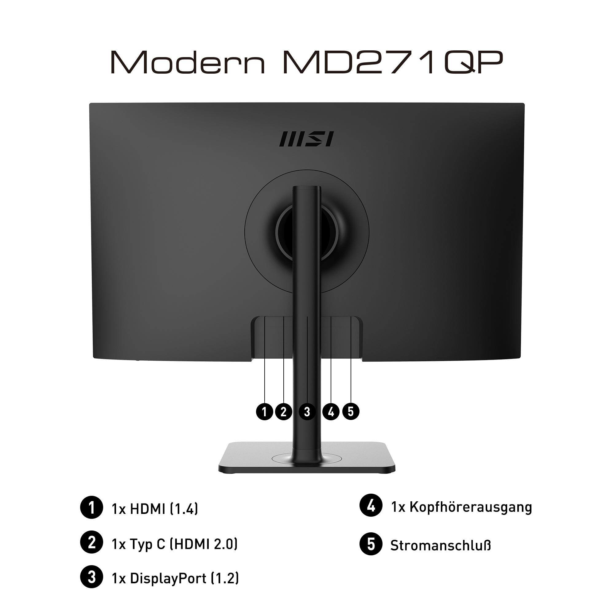 MSI MODERN MD271QPDE 27 Zoll  WQHD  Monitor  5 ms Reaktionszeit  