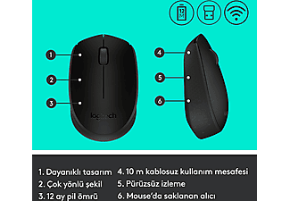 LOGITECH M171 USB Alıcılı Kablosuz Kompakt Mouse - Siyah_9