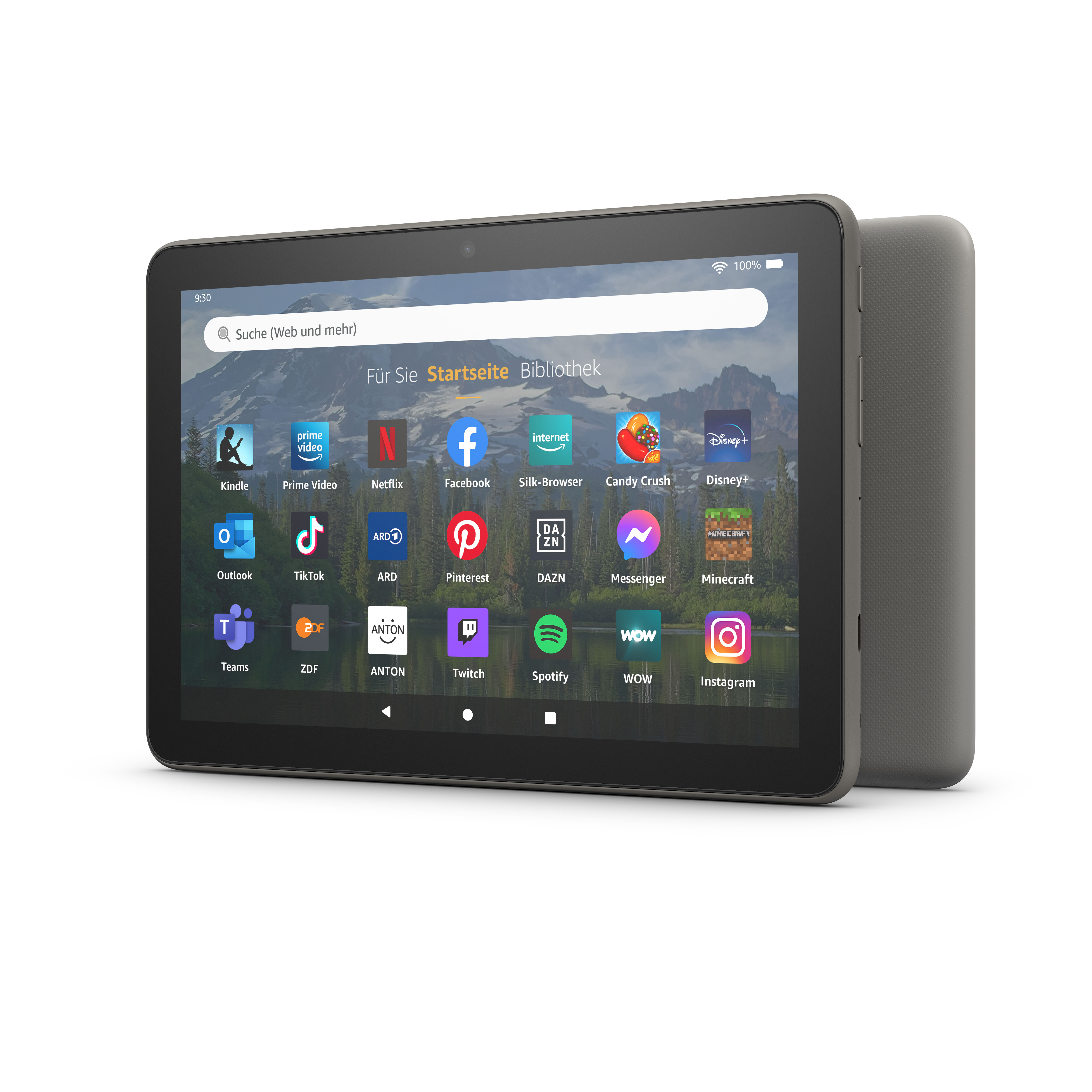 Tablet, das App-Symbole zeigt, und ein weiteres Tablet rechts.