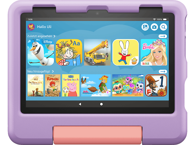 AMAZON Fire HD 8 Kids (2022), Tablet, 32 GB, 8 Zoll, Schwarz, mitgelieferte Hülle in Farbton