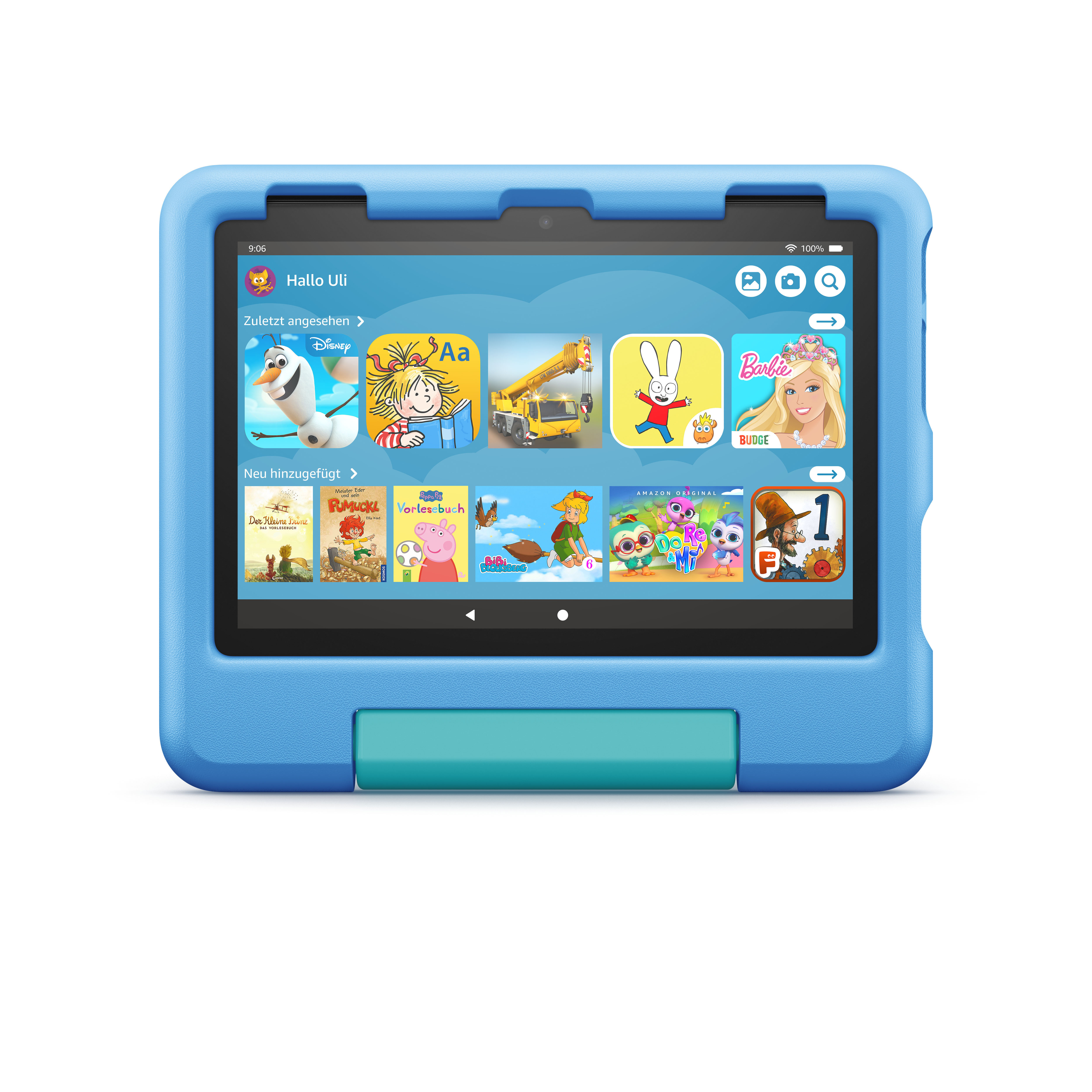 GB, mitgelieferte in Blau 8 AMAZON 32 Farbton Tablet, 8 Hülle Kids Schwarz, Zoll, HD (2022), Fire