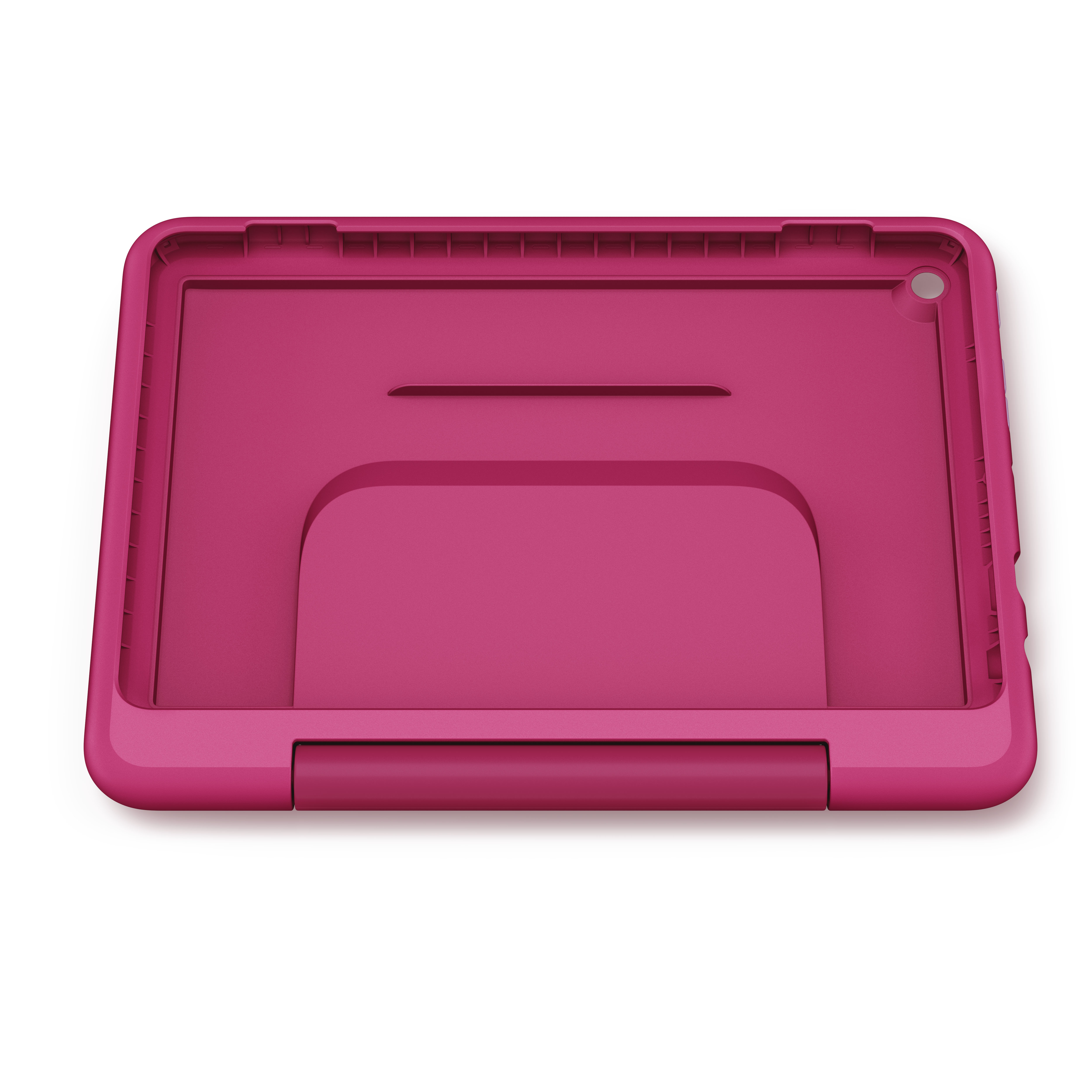 Ein rosa Tabletfach. Das Tabletfach ist geöffnet und zeigt das Innere.