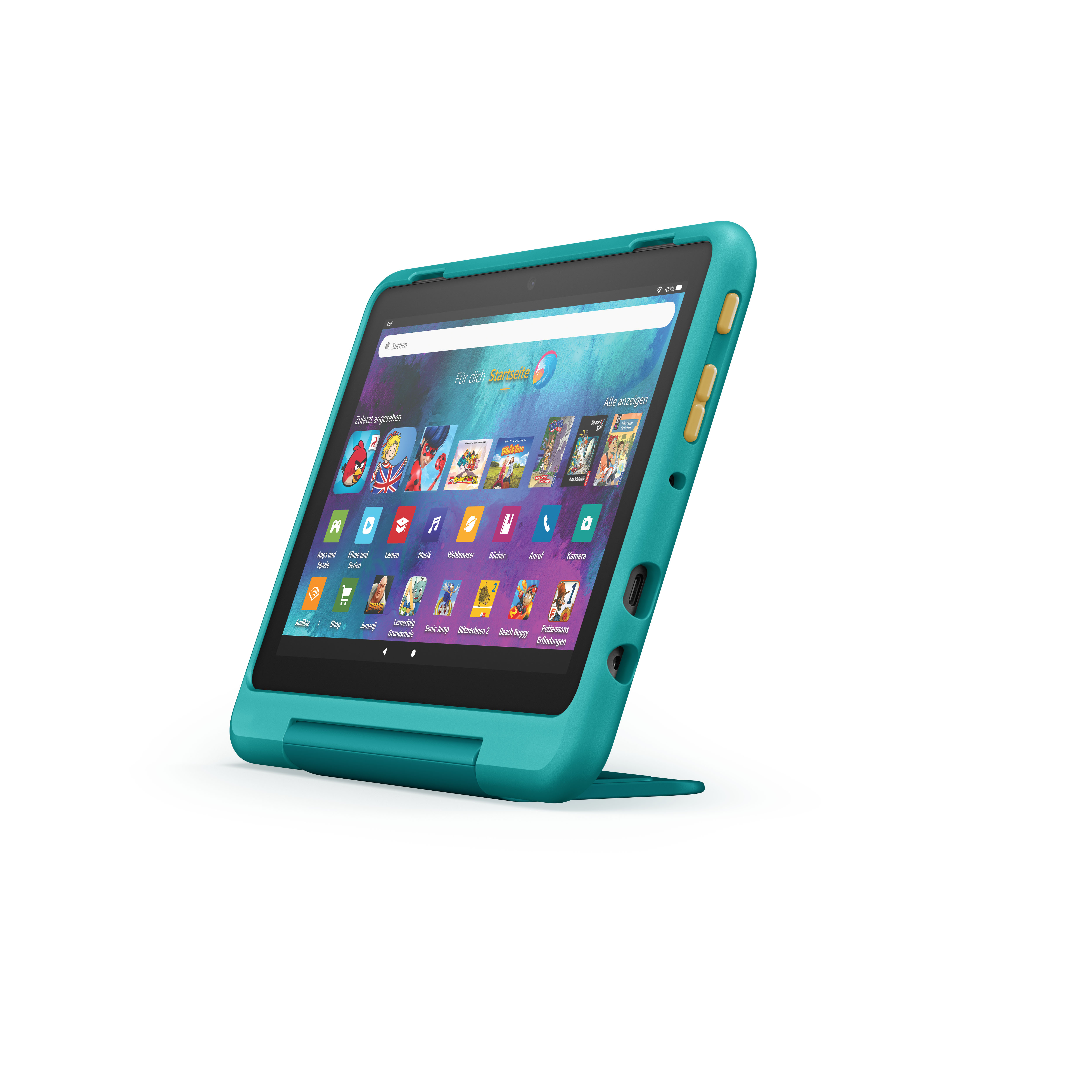 AMAZON Fire HD 8 Pro Schwarz, GB, Hülle 32 (2022), Zoll, mitgelieferte in Tablet, Blau-Grün Farbton 8 Kids