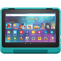 AMAZON Fire HD 8 Kids Pro (2022), Tablet, 32 GB, 8 Zoll, Schwarz, mitgelieferte Hülle in Farbton Blau-Grün