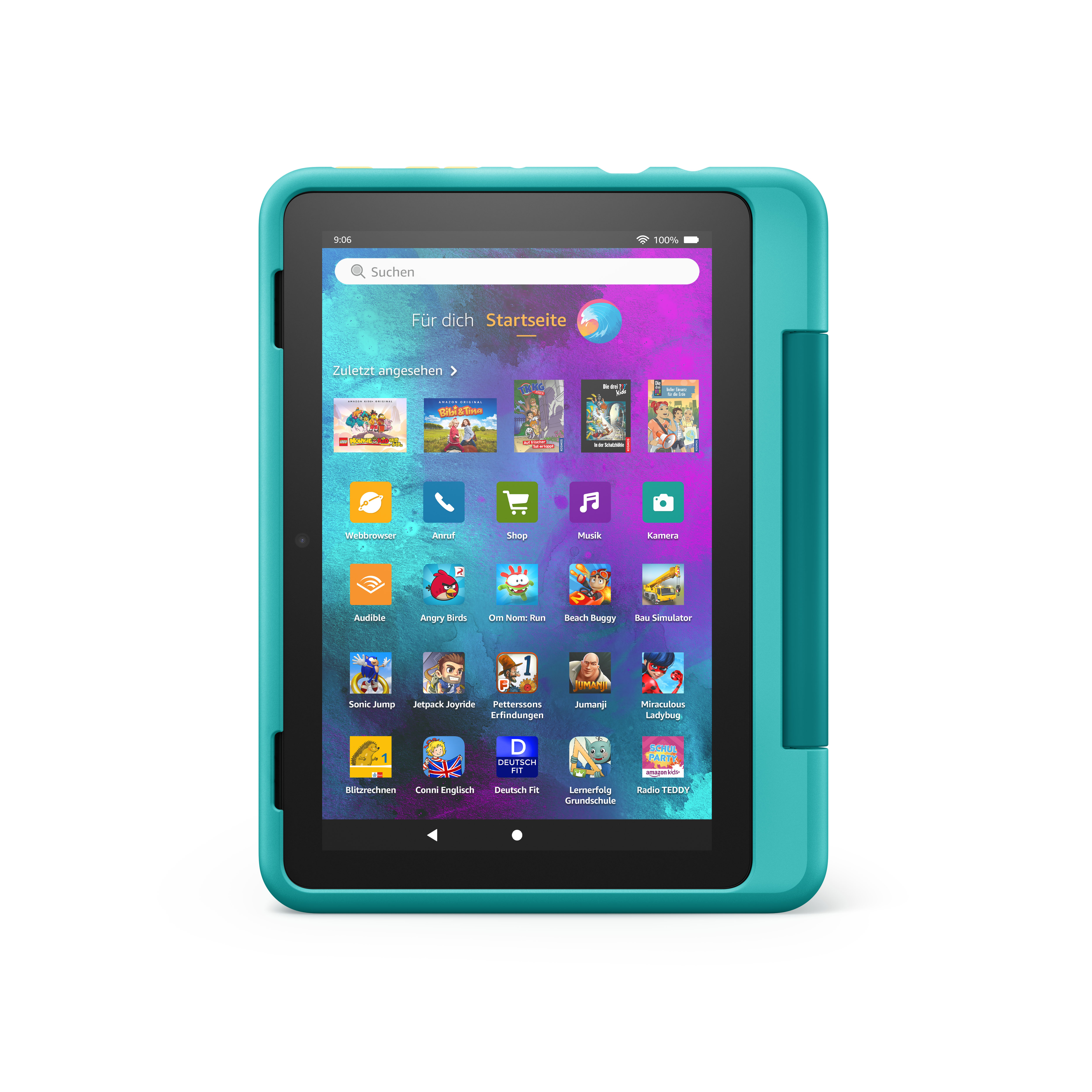 GB, AMAZON Tablet, 32 (2022), in mitgelieferte Farbton Zoll, Fire 8 HD Pro Schwarz, Hülle Kids Blau-Grün 8