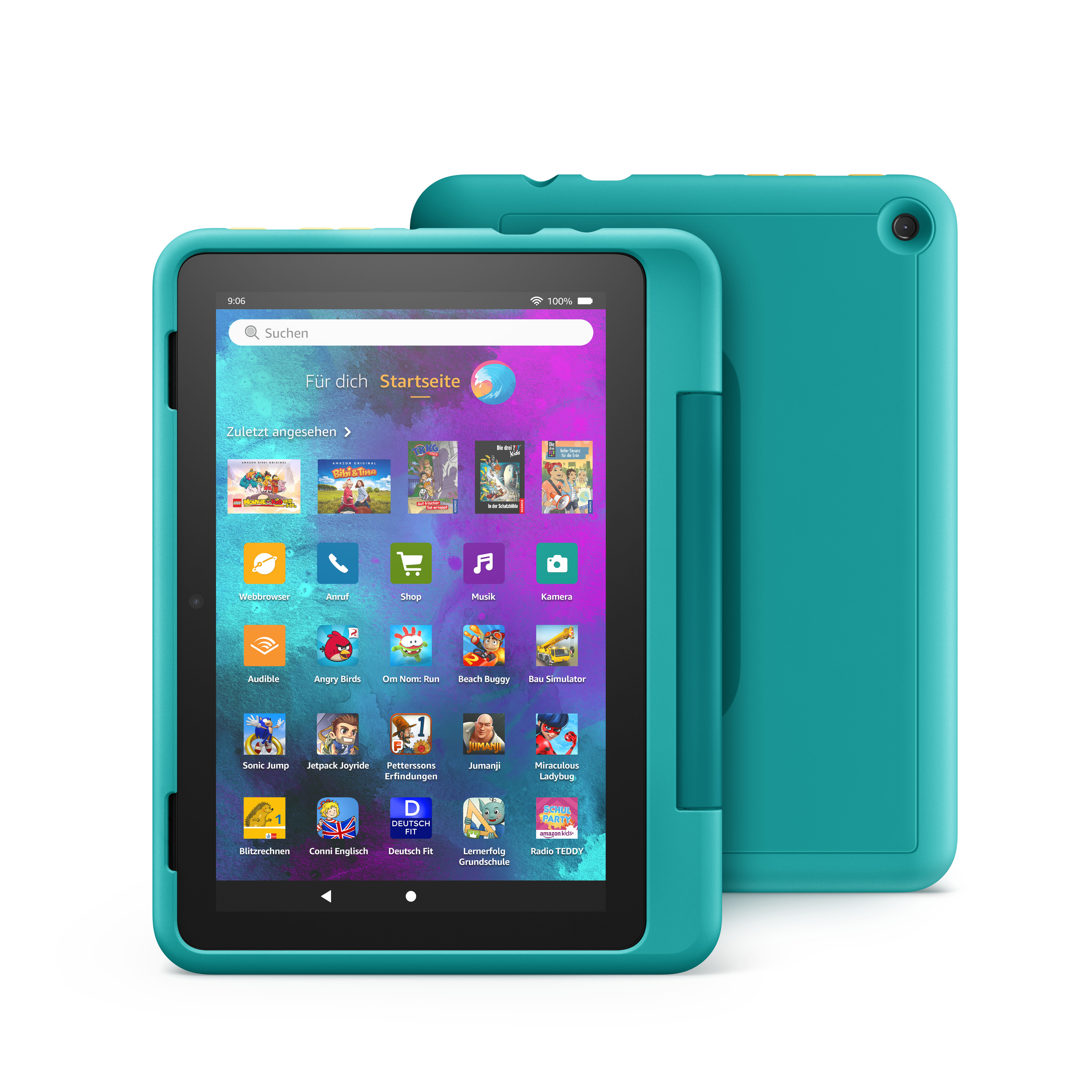 AMAZON Fire HD 8 Pro Schwarz, GB, Hülle 32 (2022), Zoll, mitgelieferte in Tablet, Blau-Grün Farbton 8 Kids