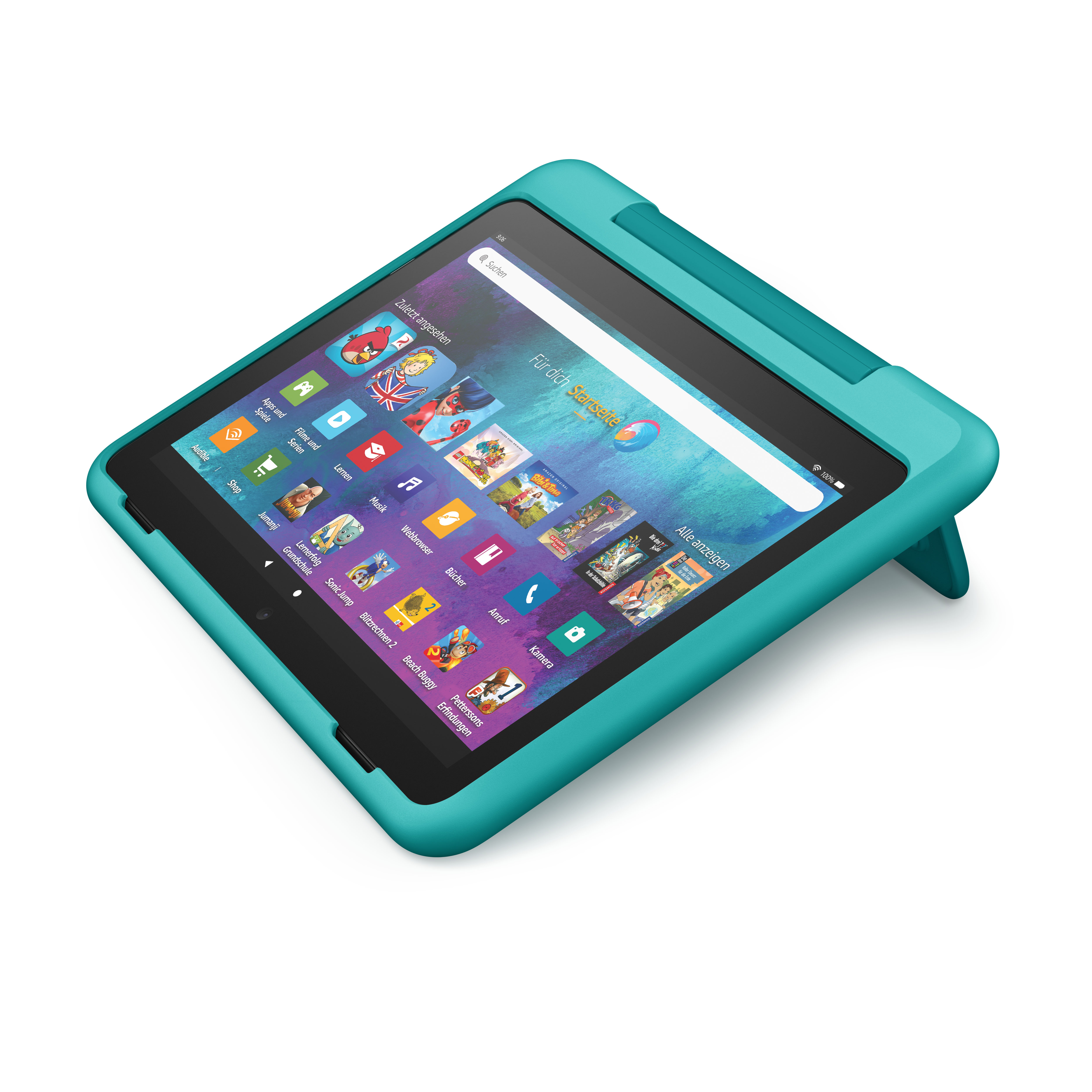 Blau-Grün Farbton Zoll, (2022), GB, AMAZON mitgelieferte 32 Hülle HD in Schwarz, Pro Fire Kids 8 Tablet, 8