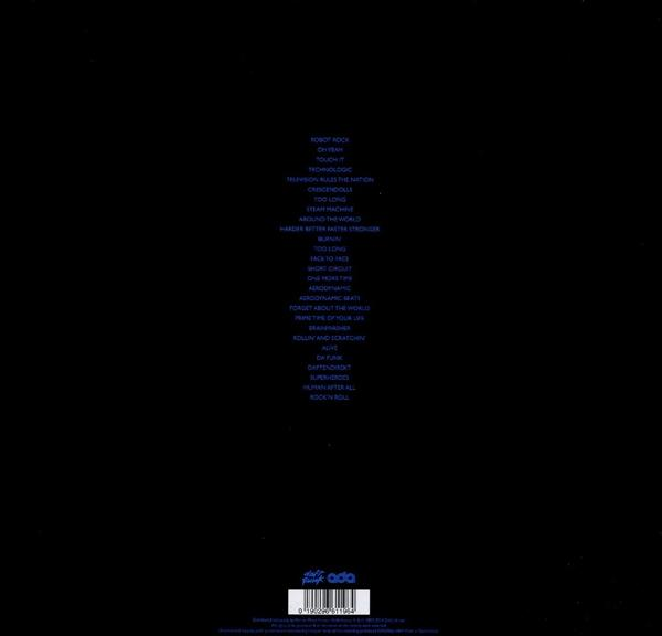 Az album hátulja a dalok listájával és egy vonalkóddal.