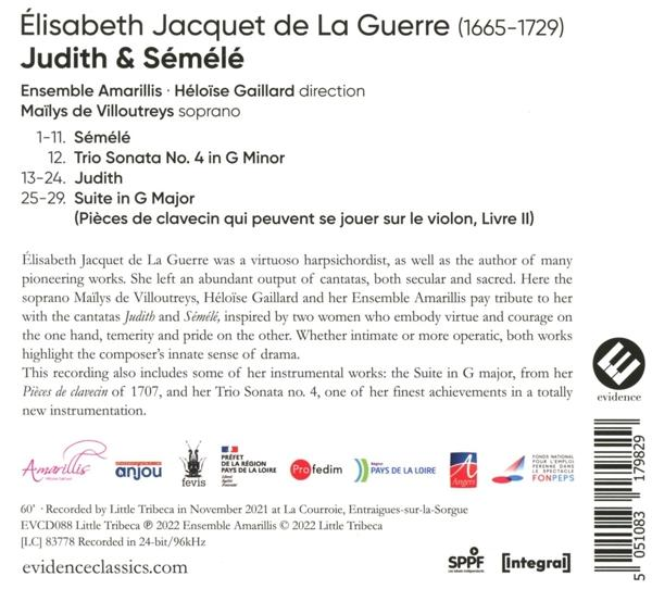 Ensemble Amarillis Heloise Gaillard - Judith And Semele (Secular And Sacred Cantatas)  - (CD)