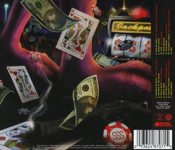 Ein Albumcover mit Casino-Thema. Geld, Spielkarten und ein Spielautomat sind sichtbar.