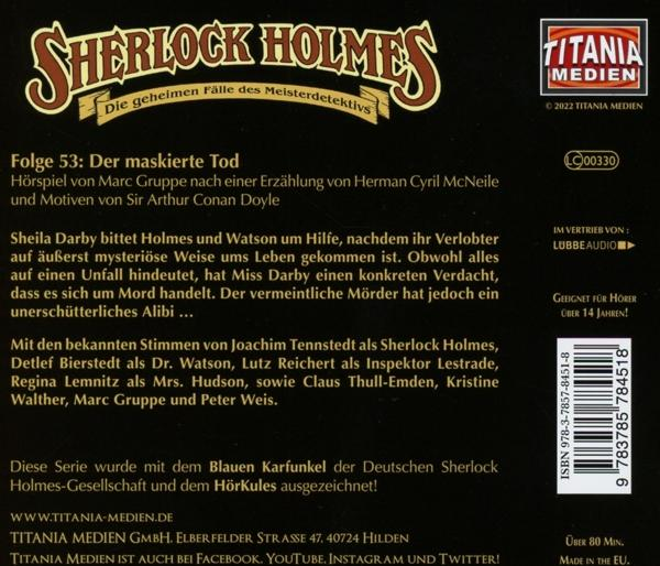 Holmes Sherlock - Der maskierte Tod - Folge 53  - (CD)
