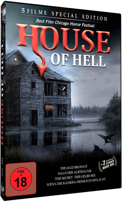 DVD-Cover des Films 'House of Hell', mit einem Spukhaus in dunkler Umgebung.