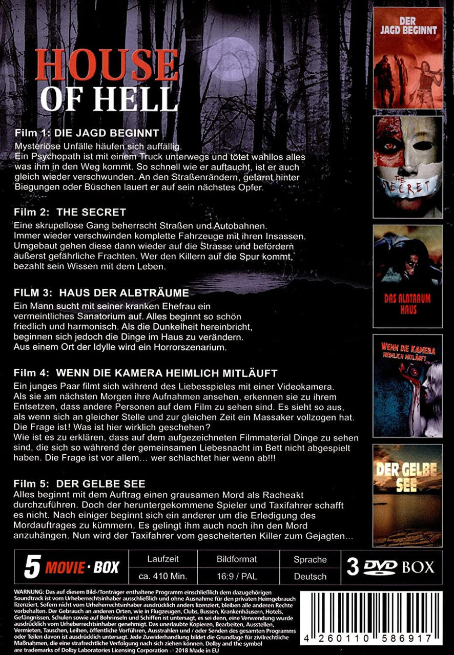 DVD-Box-Set mit 5 Filmtiteln. Deutscher Text und verschiedene Filmcover sind sichtbar.