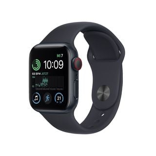 Apple Watch SE (2022), GPS + CEL, 40mm Smartwatch, Aluminiumgehäuse, Fluorelastomer, 130 - 200 mm, Mitternacht