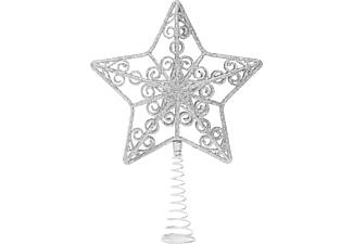 FAMILY CHRISTMAS Karácsonyi dísz - csillag csúcsdísz - 20,5 x 14,5 cm - ezüst