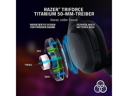 RAZER Barracuda, Over-ear Gaming Headset Bluetooth Schwarz