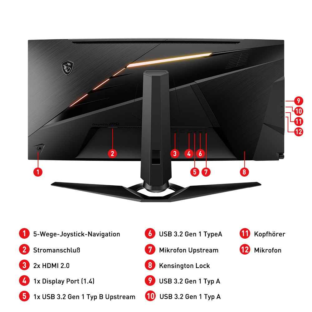 MSI Optix MEG381CQRDE Plus Curved 37,5 Zoll  UWQHD  Gaming Monitor  1 ms Reaktionszeit  