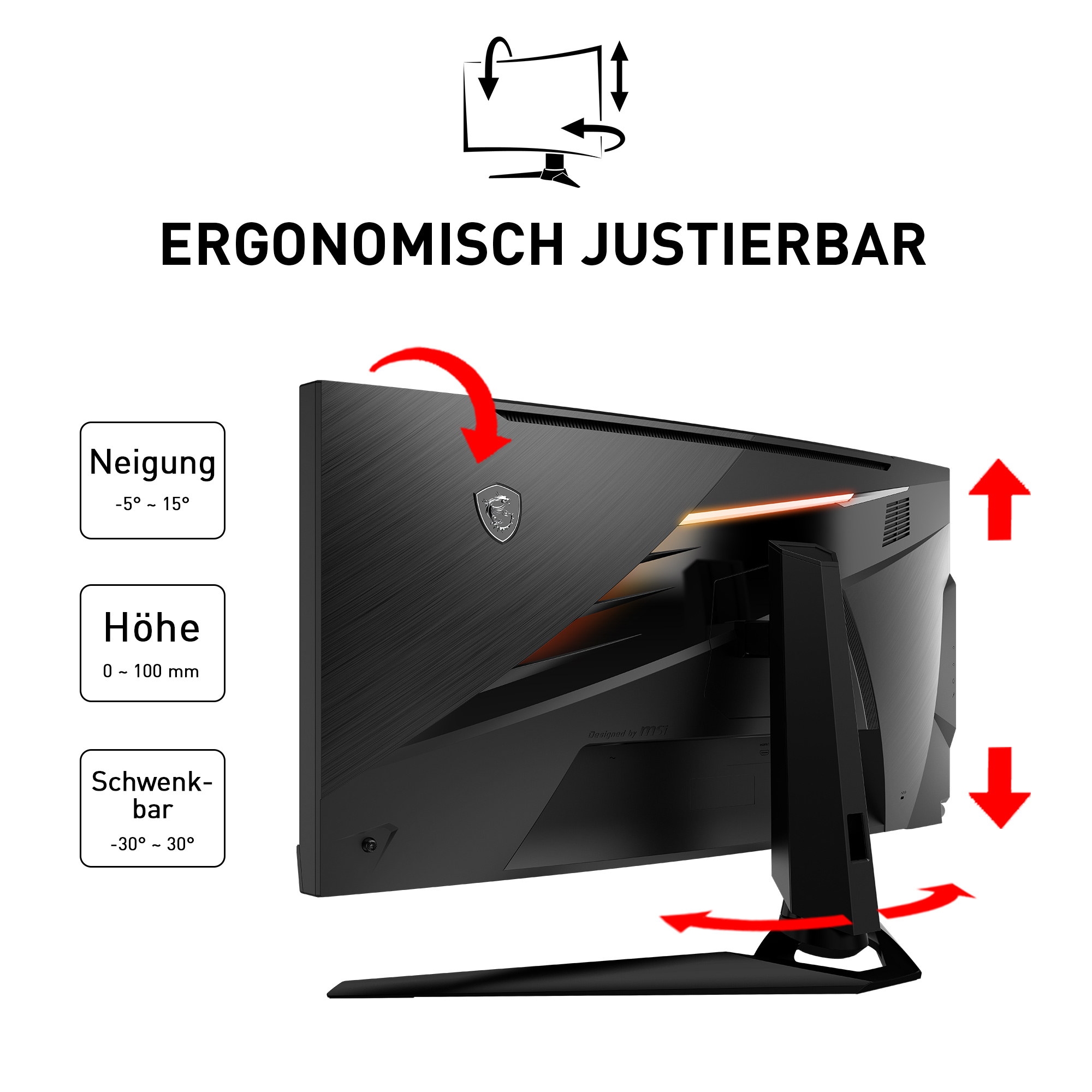MSI Optix MEG381CQRDE Plus Curved 37,5 Zoll  UWQHD  Gaming Monitor  1 ms Reaktionszeit  