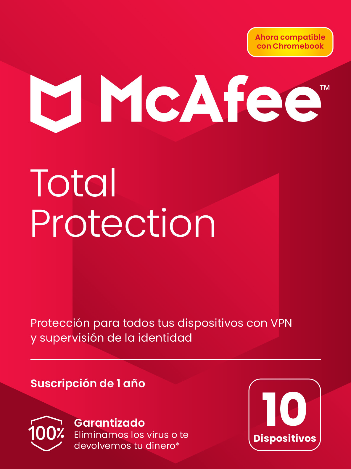Antivirus - McAfee® Total Protection, Seguridad en Internet, 10 dispositivos (Windows®/Mac®/Android/iOS), Suscripción de 1 año