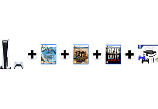 SONY PlayStation 5 Disk Edition + Horizon: Forbidden West + Uncharted: Legacy of Thieves Collection + Call of Duty: Vanguard + accessoiresset
