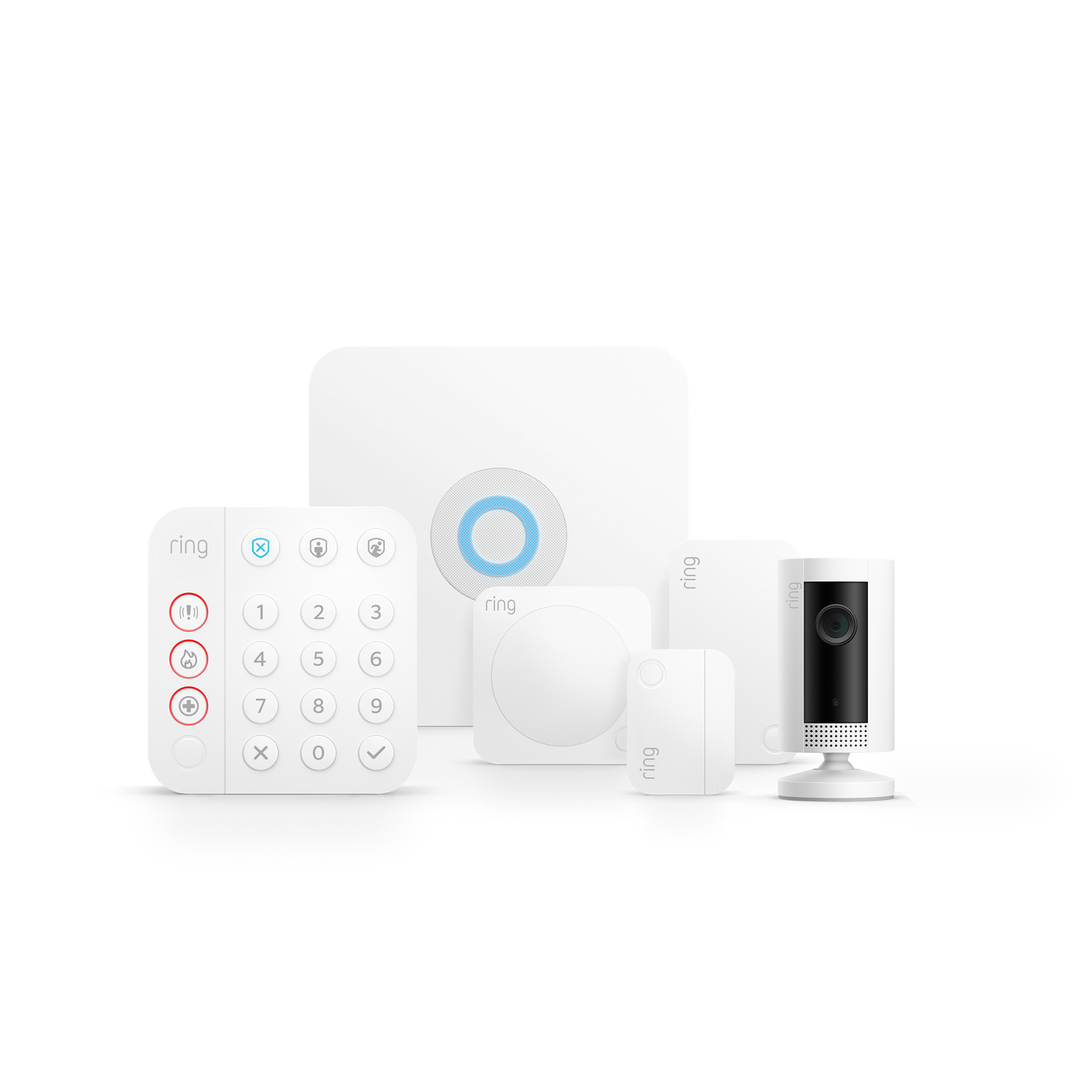 RING Alarm Security Kit, 5-teilig Weiß Cam Indoor + Gen.) (2. Überwachungssystem