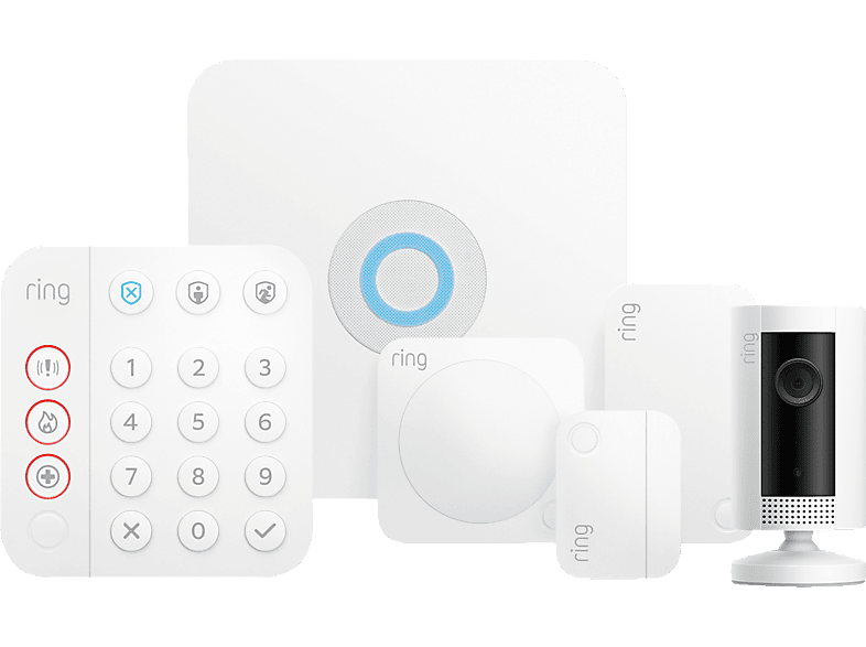 RING Alarm Security Kit, 5-teilig Weiß Cam Indoor + Gen.) (2. Überwachungssystem