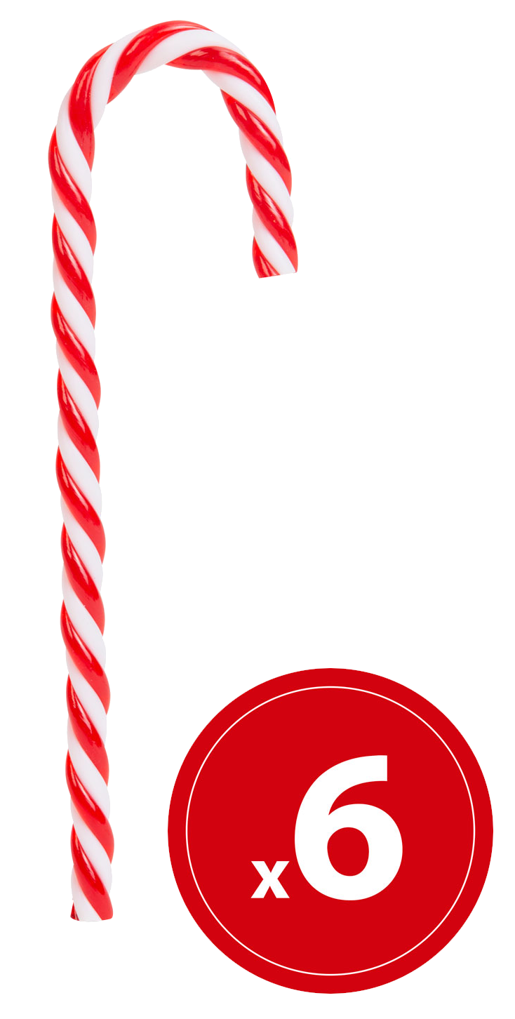 FAMILY CHRISTMAS Karácsonyi dísz - 15,2 cm cukorbot piros/fehér 6 db / csomag