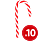 FAMILY CHRISTMAS Karácsonyi dísz - 9,2 cm cukorbot - piros/fehér - 10 db / csomag