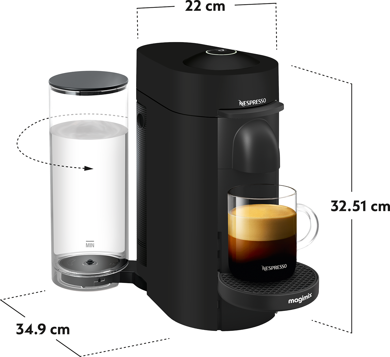 MAGIMIX  Nespresso Vertuo Plus - Capsulemachine - Zwart-Mat