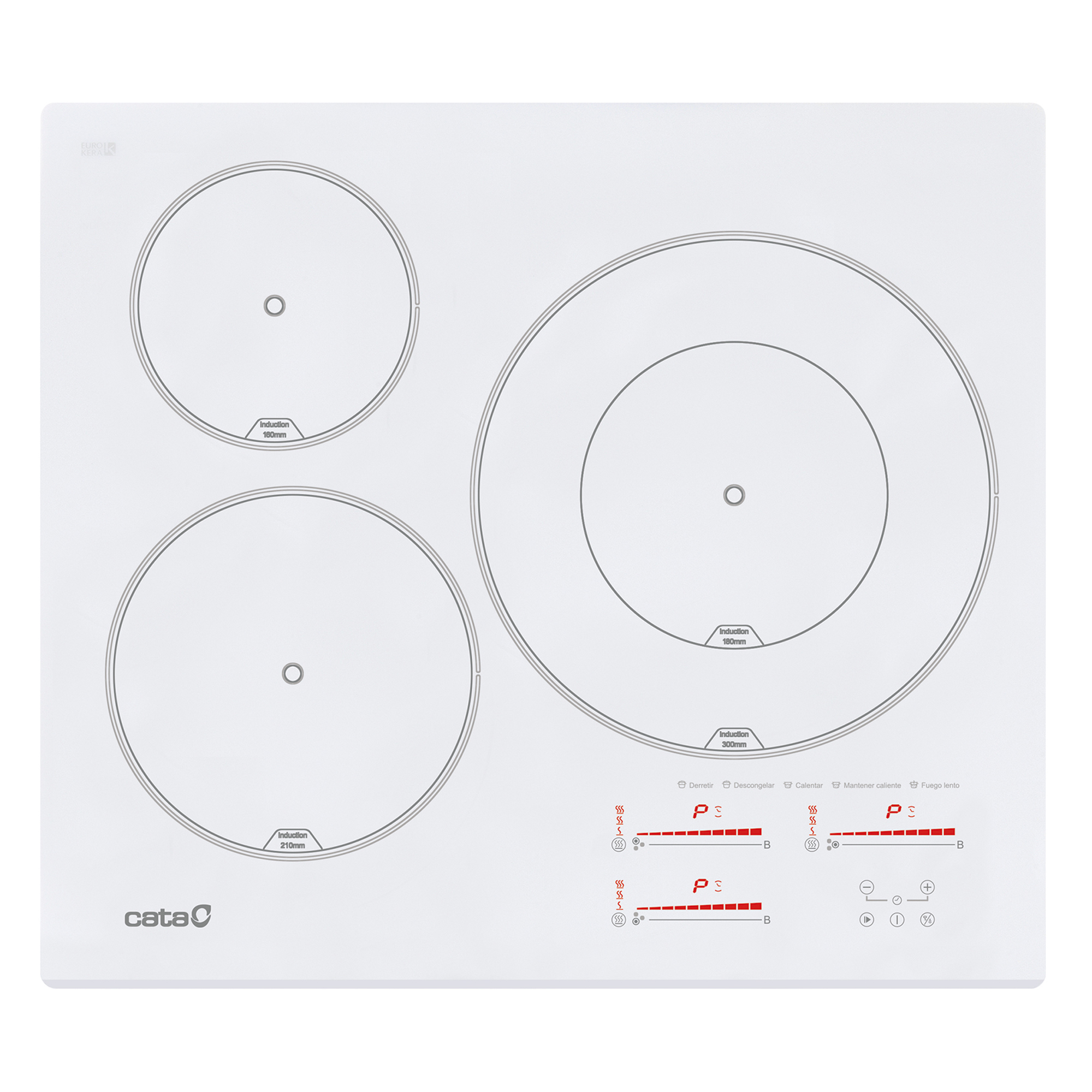 Encimera - Cata INSB 6003 WH, Eléctrica, Encimera inducción, 3 Zonas, Blanco