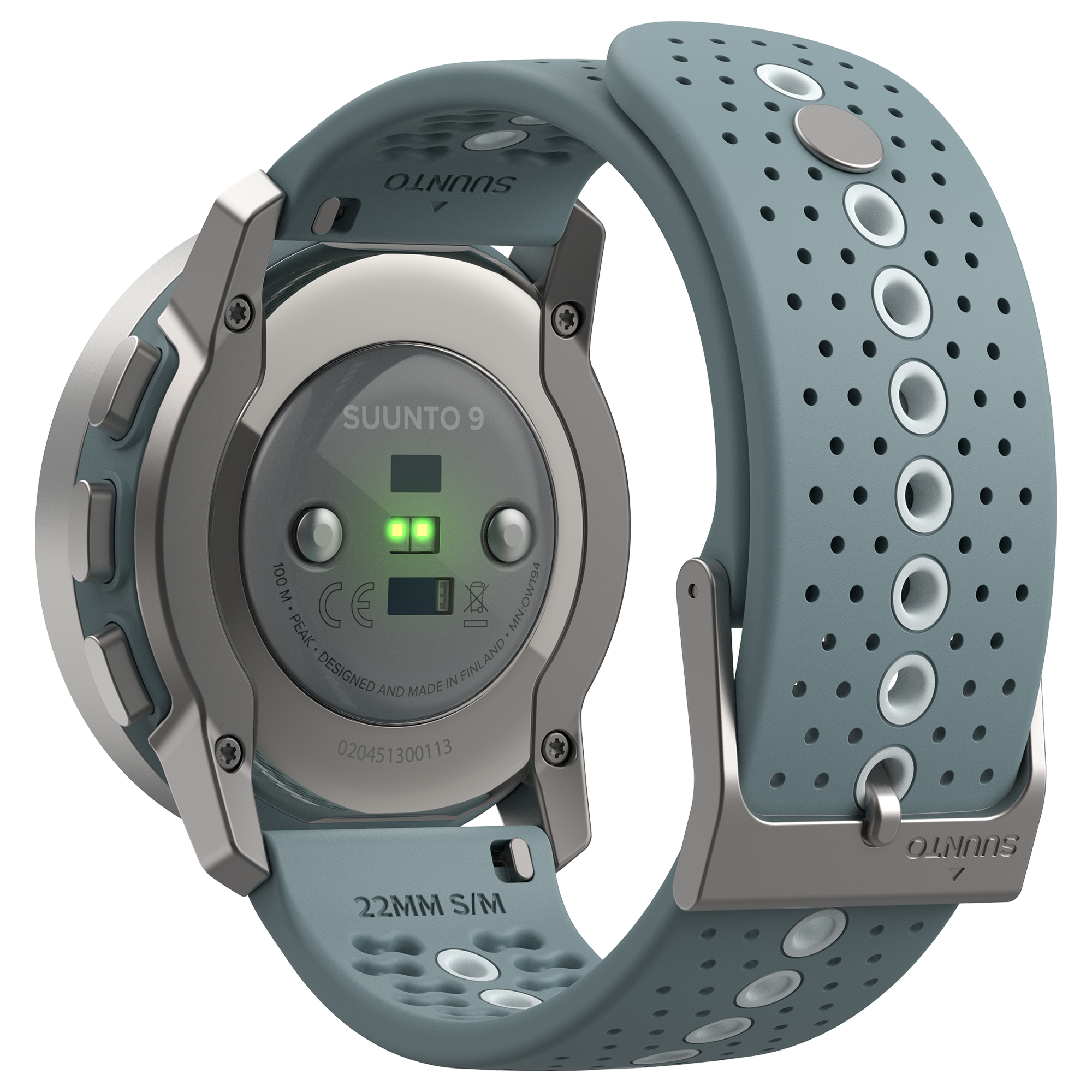 SUUNTO 9 Peak Multisportuhr Silikonarmband, 22mm, MOSS GRAY