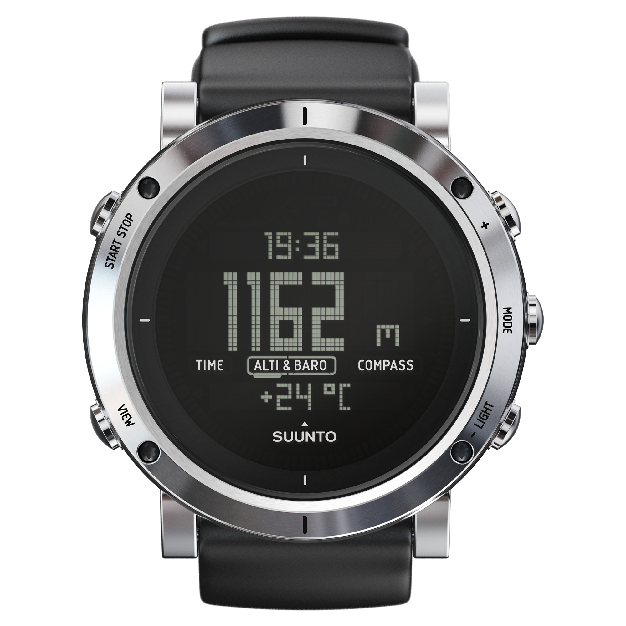 SUUNTO Core Brushed Steel Outdoorwatch Edelstahl, Saphirkristall Silikon, M: 130–215mm, Brushed Steel
