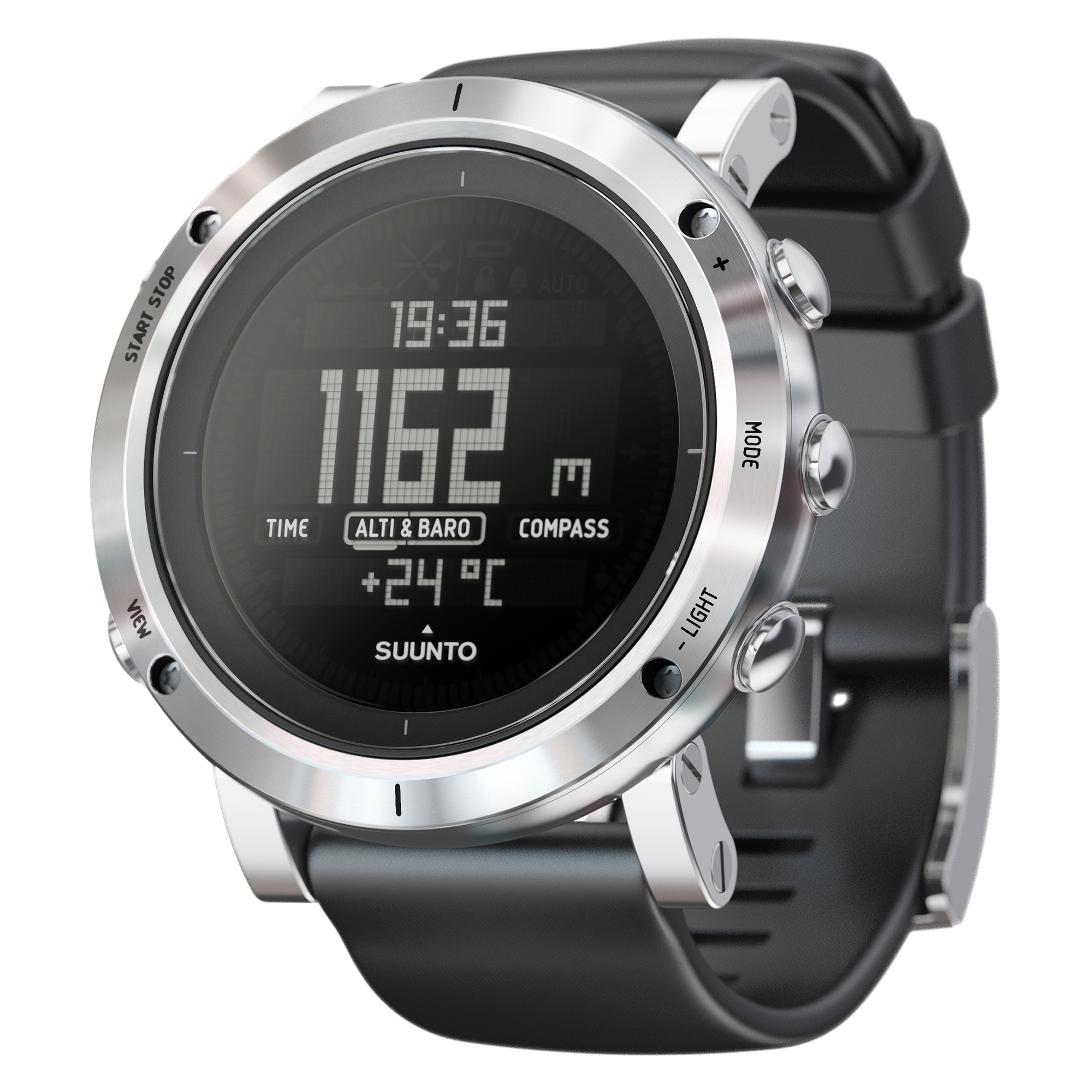 SUUNTO Core Brushed Steel Outdoorwatch Edelstahl, Saphirkristall Silikon, M: 130–215mm, Brushed Steel