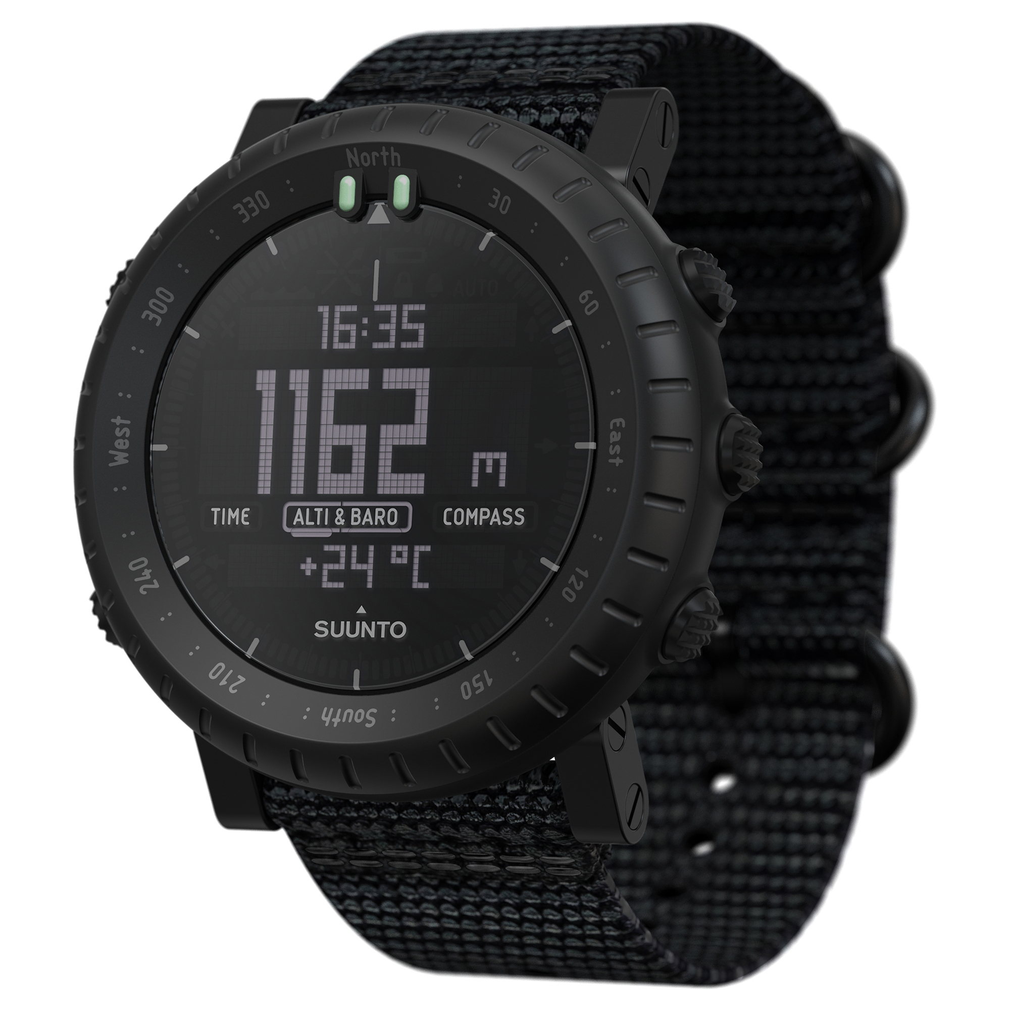 SUUNTO Alpha Stealth Outdoorwatch Aluminium Verbundwerkstoff, Mineralkristall Gewebe, 140 - 240 mm, Alpha Stealth