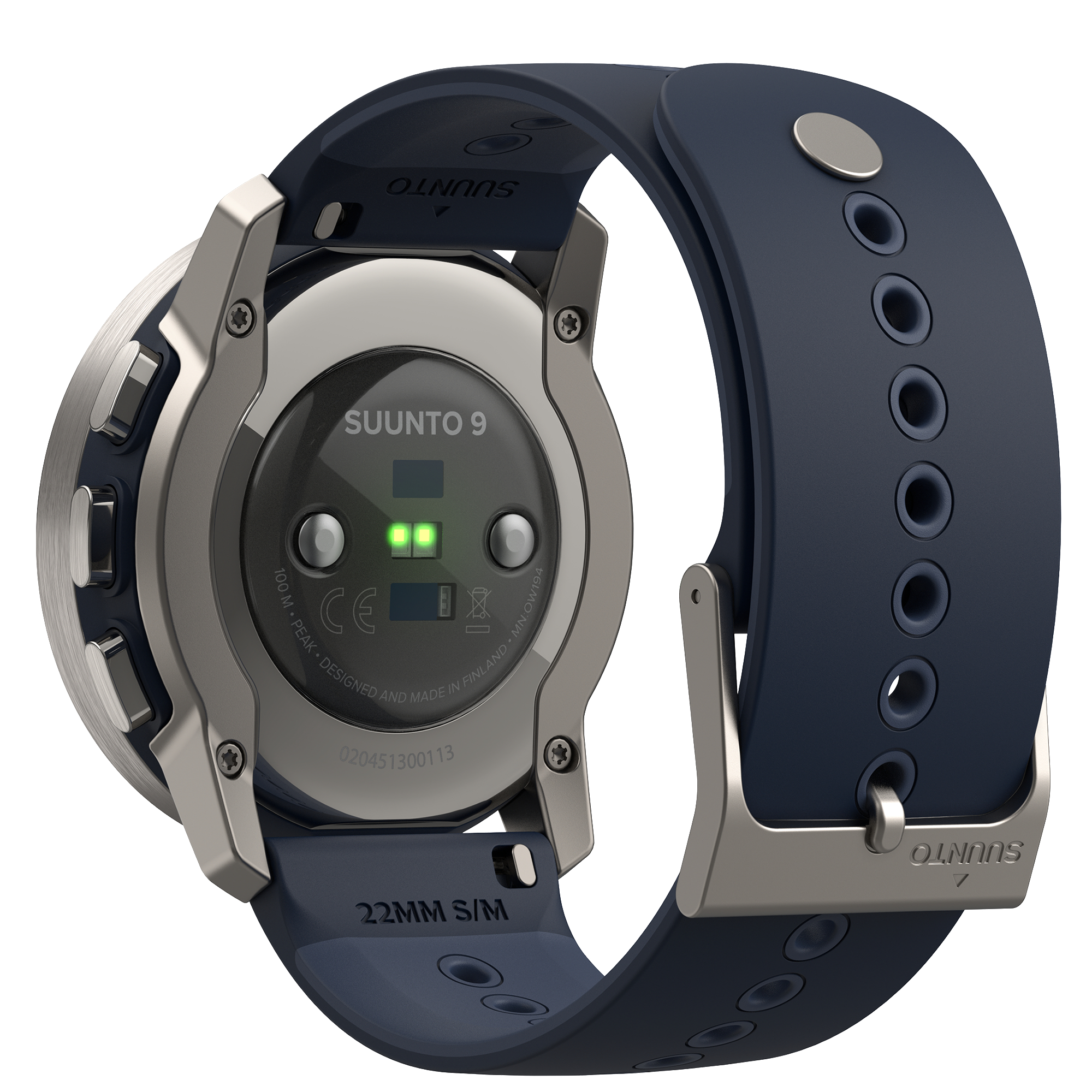 SUUNTO 9 Peak Multisportuhr Silikonarmband, 22mm, Granite Blue Titanium