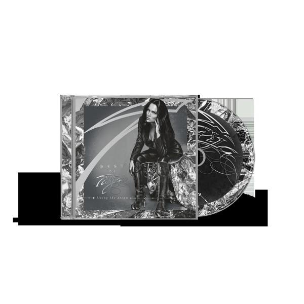 Albumhoes. Vrouw in zwarte leren outfit. Twee cd's in jewelcase, zilverfolie verpakking.