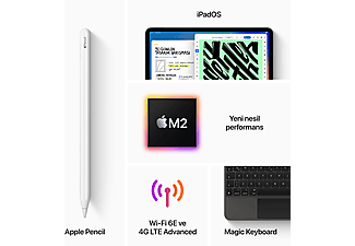 APPLE 4.Nesil iPad Pro 11" (M2 Çip) WIFI+Cellular 1TB Tablet Gümüş MNYK3TU/A_6