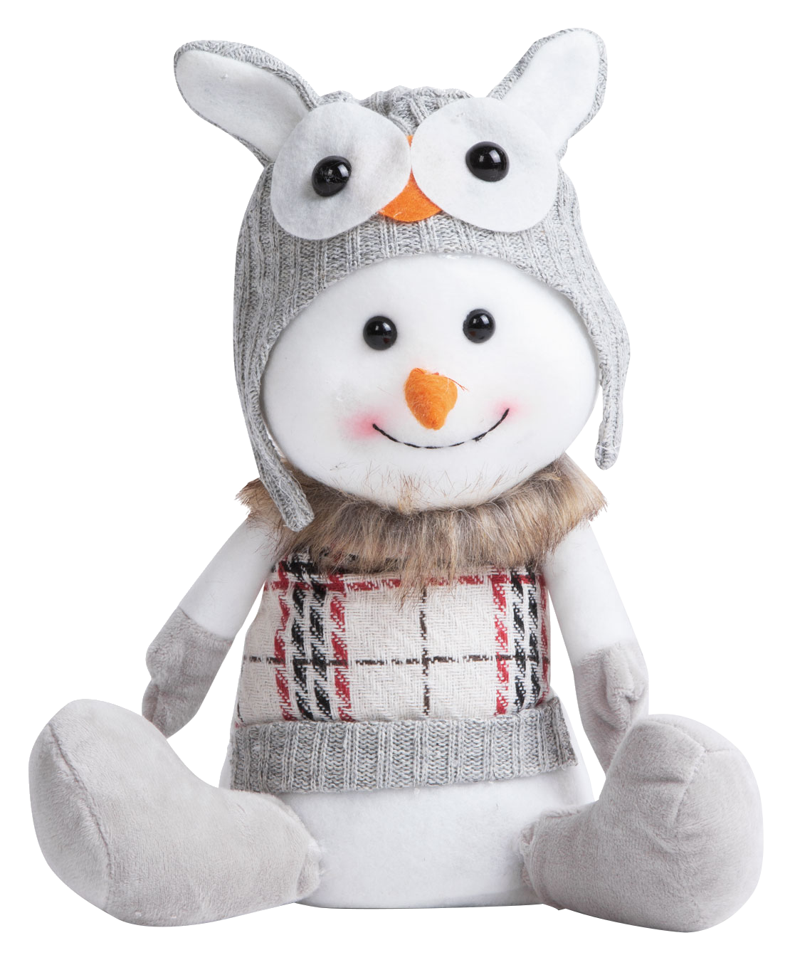 FAMILY CHRISTMAS Karácsonyi hóember dekoráció - bagoly sapka 30 x 20 14 cm