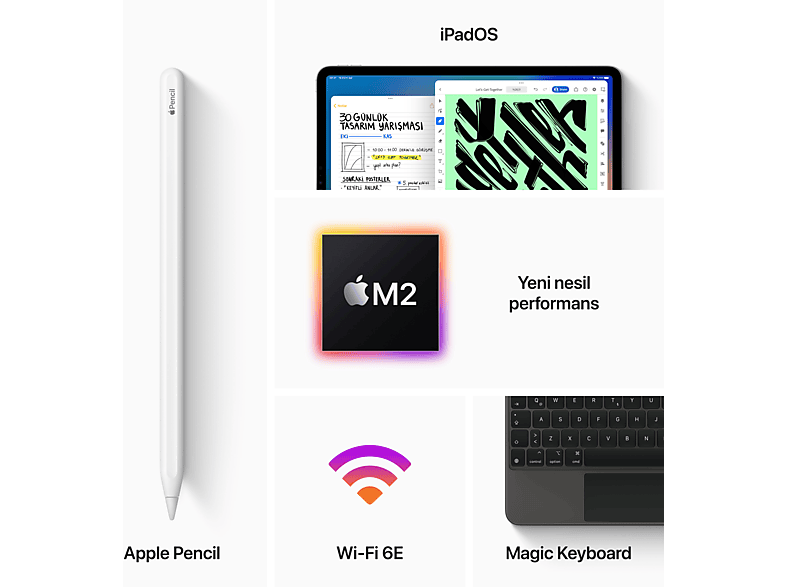 APPLE 6.Nesil iPad Pro 12.9" (M2 Çip) WIFI 256GB Tablet Gümüş MNXT3TU/A_3