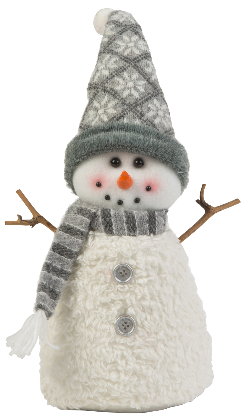 FAMILY CHRISTMAS Karácsonyi hóember dekoráció - bot kezekkel, sapkában 35 x 22 cm