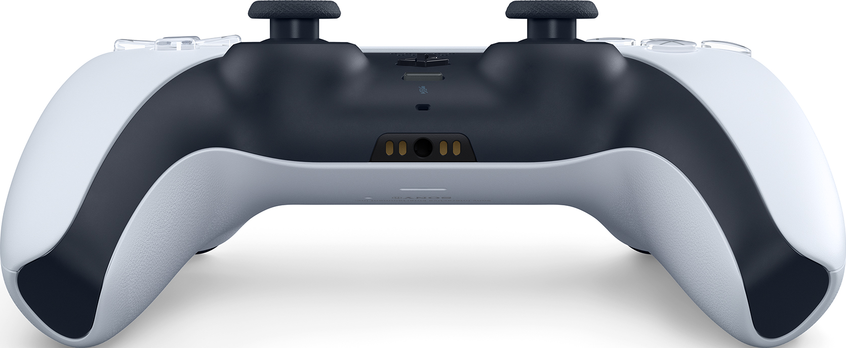 Weißer Playstation 5 Controller, Rückansicht.